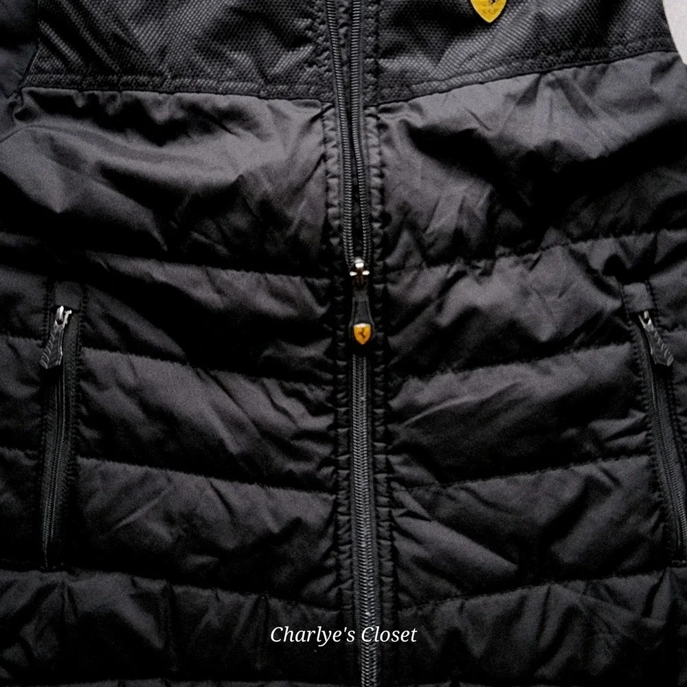 Ferrari Kids Black Scuderia F1 Puffer Vest‎ Full-Zip Quilted M Racing Autobahn
